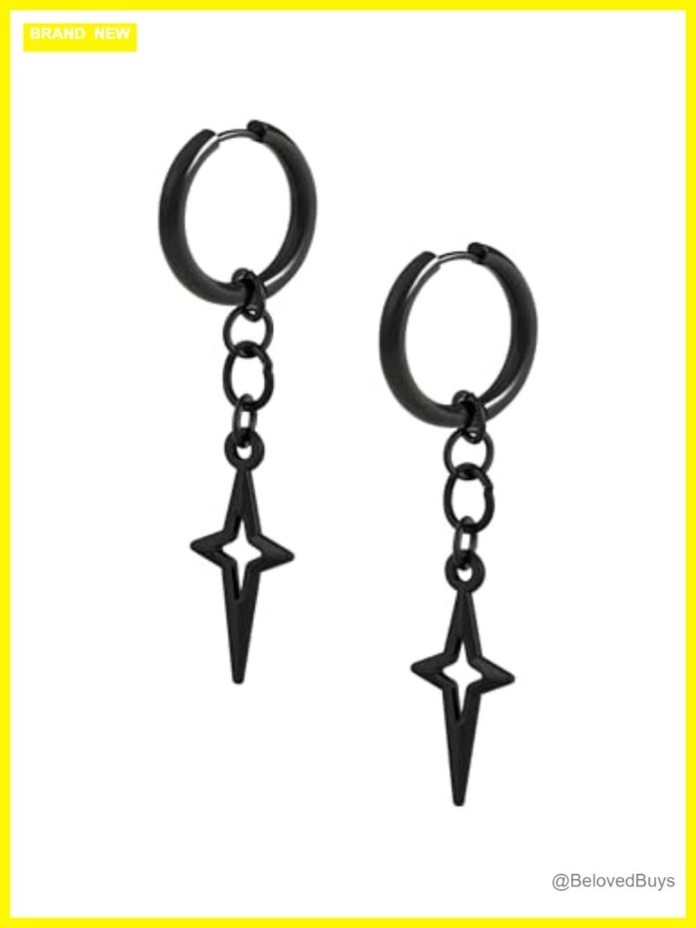 Gothic Punk Spike Star Hoop Earrings Zinc Alloy Titanium Steel